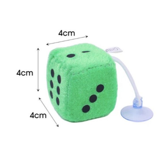 Plush Car Dices 4cm Fluffy Dice Car Accessories Dice with Dots and Suction Cups - Picture 2 of 3